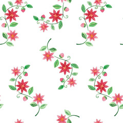 Watercolor flower seamless pattern