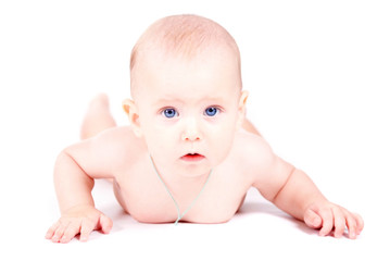 little baby girl on white