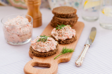 Smoked Salmon, Cream Cheese, Dill and Horseradish Pate on Rye Br