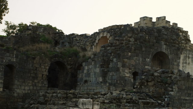 Royalty Free Stock Video Footage of ruined Beit She'an buildings shot in Israel at 4k with Red.