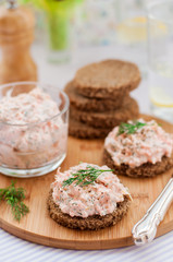 Smoked Salmon, Cream Cheese, Dill and Horseradish Pate on Rye Br