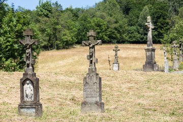 Fototapeta premium Old, abandoned stony Orthodox crosses