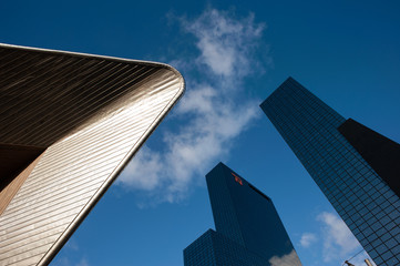 Abstract composition of high building shot from below