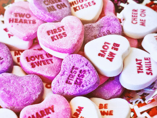 Fototapeta na wymiar Valentines Day Candy Conversation Hearts