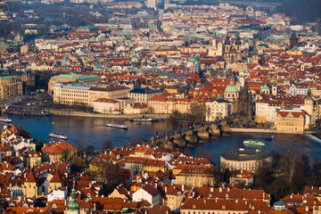 Fototapeta premium Aerial view over Old Town in Prague
