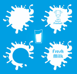 Milk labels vector set. Shape creative illustration