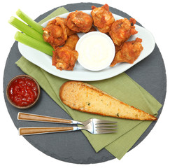 Spicy Chicken Wings with Celery Sticks and Ranch