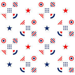Fourth of July -Independence Day. American seamless pattern in traditional red, blue and white colors. Vector illustration.
