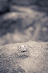 wedding ring put on stone(Love concept)