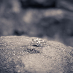 wedding ring put on stone(Love concept)