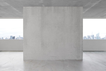 Blank concrete wall in the interior with copyspace