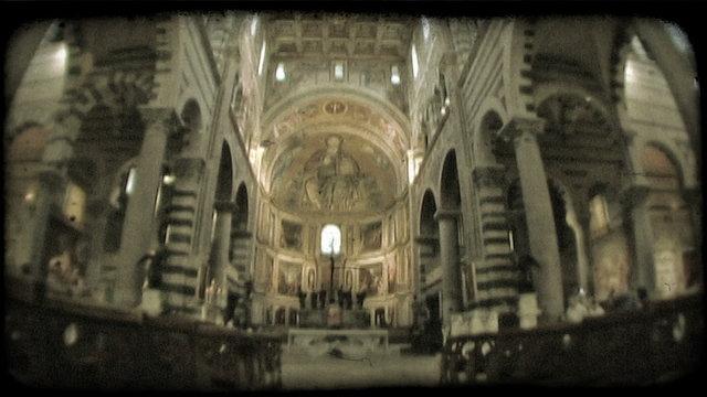 Italian cathedral 1. Vintage stylized video clip.