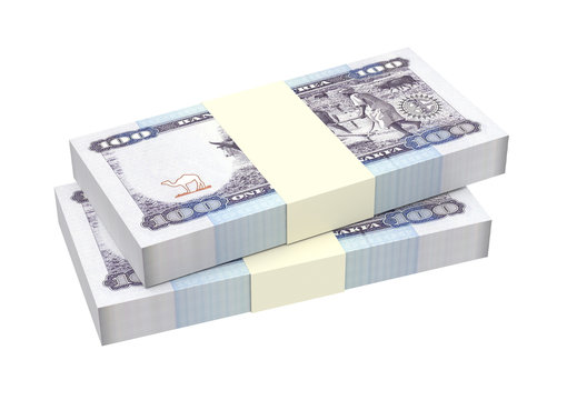 Eritrean nakfa bills isolated on white background. Computer generated 3D photo rendering.