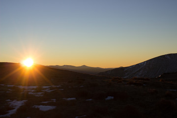 Sunrise in the mountains.