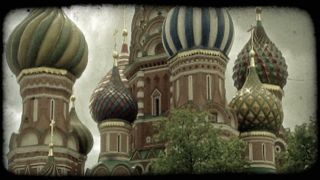 St. Basil's Cathedral 2. Vintage stylized video clip.