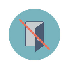 Close the door- Circle Icon. Modern Design Flat Style Icon