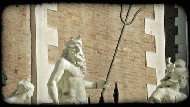 Man with Trident. Vintage stylized video clip.