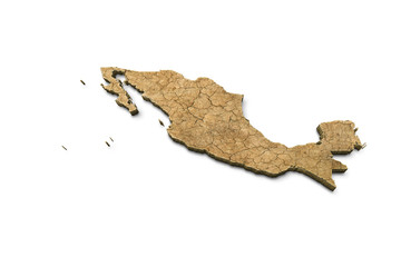 3D Mexico Map Dry Earth