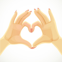 Heart folded of beautiful female hands