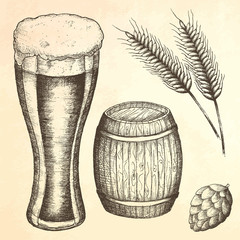 Hand drawn mug of beer.