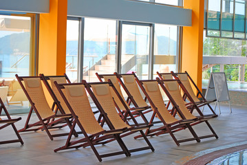 Wonderful deck chairs installed in the hotel, away from the scorching sun