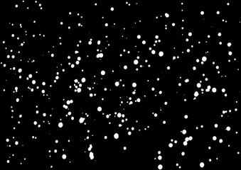 Isolated snowfall, falling snow imitation. Blow snow texture pattern on black background. Winter mood background. Winter weather. Snowstorm, snow with white snowflakes winter background. Windstorm. 