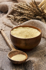Couscous in a wooden bowl