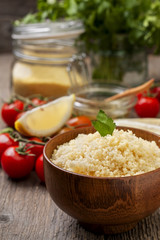 cooked couscous, fresh vegetables