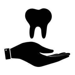 Tooth in hand icon
