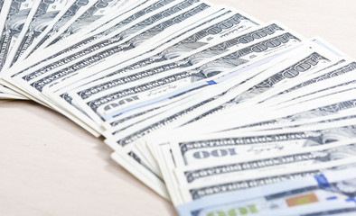 Plenty of Dollars Banknotes Arranged in Line Together