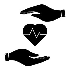 Heartbeat in hand icon