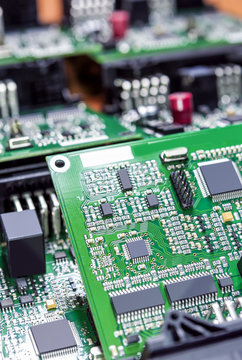 Printed Circuit Boards Placed Bulk with One Another in Laboratory