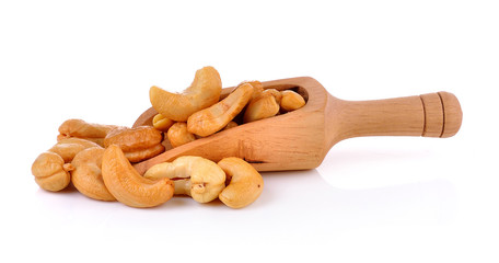 Cashews on white background