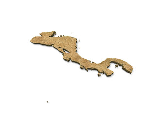 3D Central America Map Dry Earth