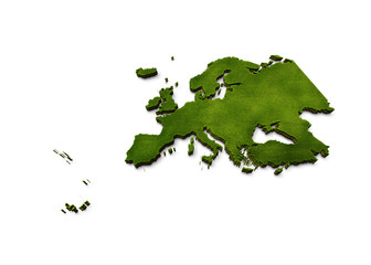 3D Europe Map Grass