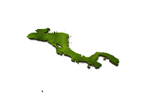 3D Central America Map Grass