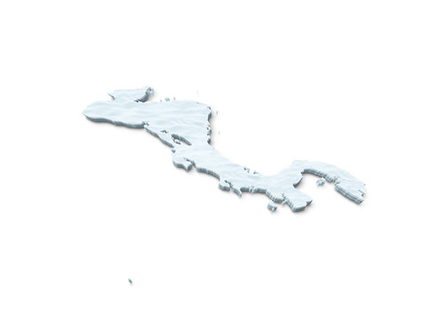 3D Central America Map Snow