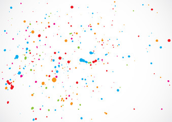 Abstract color splash illustration on white background. Calligraphy ink drop on paper random pattern background in color. Colorful confetti on white background. 