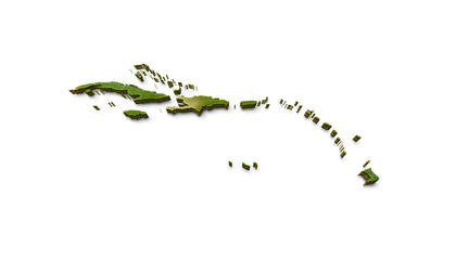 3D Caribbean Islands Map Terrain