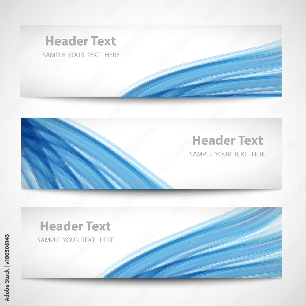 Canvas Prints abstract header blue wave white vector design. card set