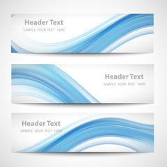 Fototapeta premium Abstract header blue wave white vector design. card set