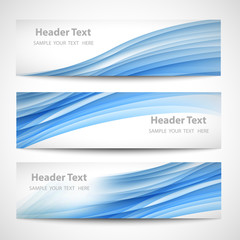 Abstract header blue wave white vector design. card set