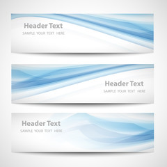Abstract header blue wave white vector design. card set
