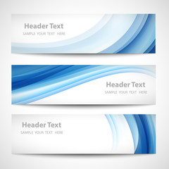 Abstract header blue wave white vector design. card set