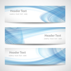 Naklejka premium Abstract header blue wave white vector design. card set