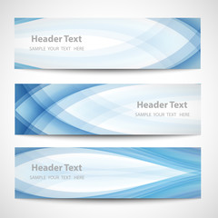 Fototapeta premium Abstract header blue wave white vector design. card set