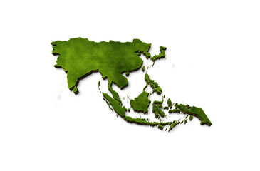 3D Asia Map Grass