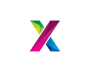 Letter X Color Poly Logo Design