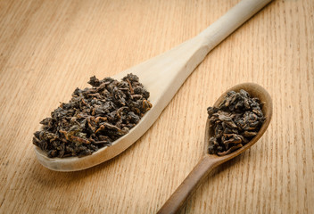 Dry Chinese green tea leaves Ololong