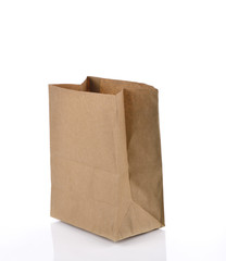 Brown Paper Bag Lunch with Copy Space Isolated on White Backgrou
